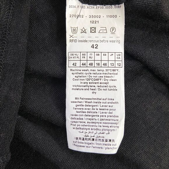 Gerry Weber Black Linen Top US 12 Studded Draped Cowl Neck Short Sleeves - Picture 7 of 8